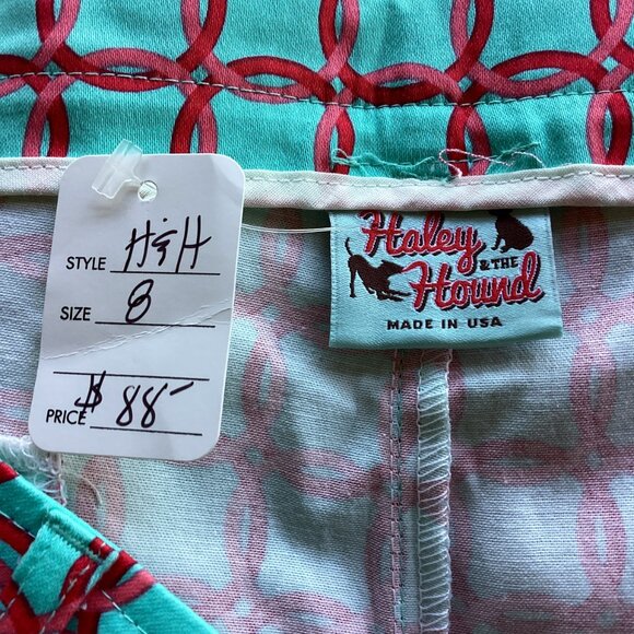 Haley & the Hound Teal and Coral-Red Print Shorts - sz 8 - NWT - Picture 7 of 8
